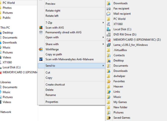 Windows Right Click Options