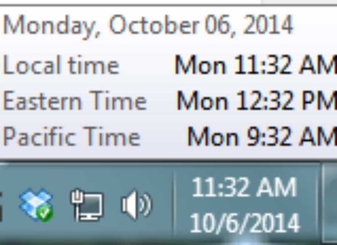 Windows Clocks in Three Time Zones